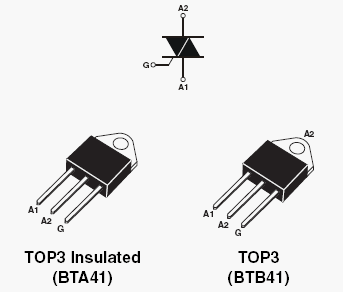 BTB41-600B, Симистор на 40 Ампер 600 Вольт, неизолированный корпус